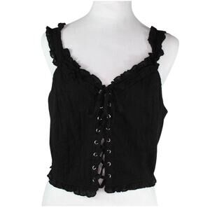 American Flirt Cropped Corset Top Ruffle Sleeve Whimsy Goth Cottagecore Romantic